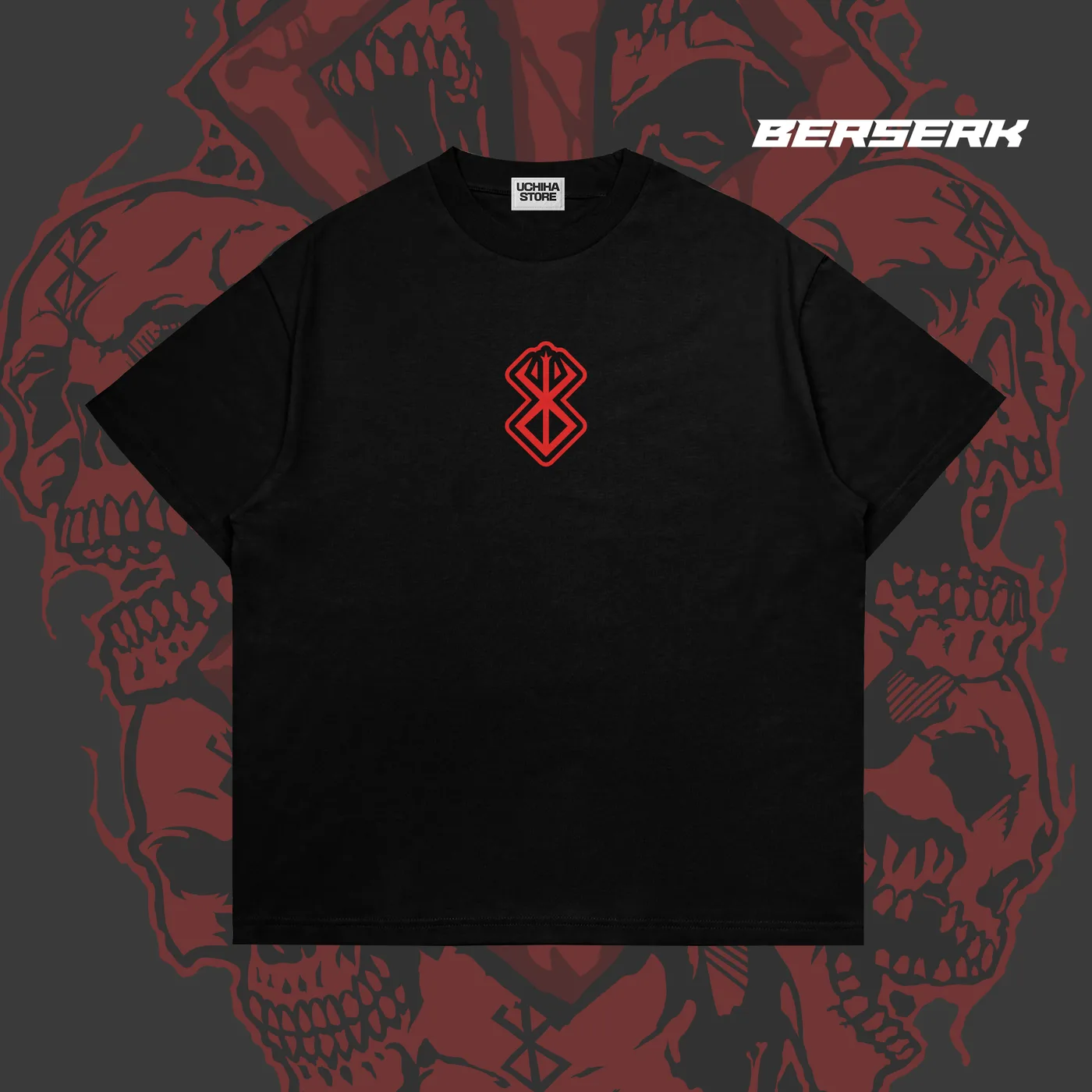 Bezerk Skulls Shirt (Black), front view