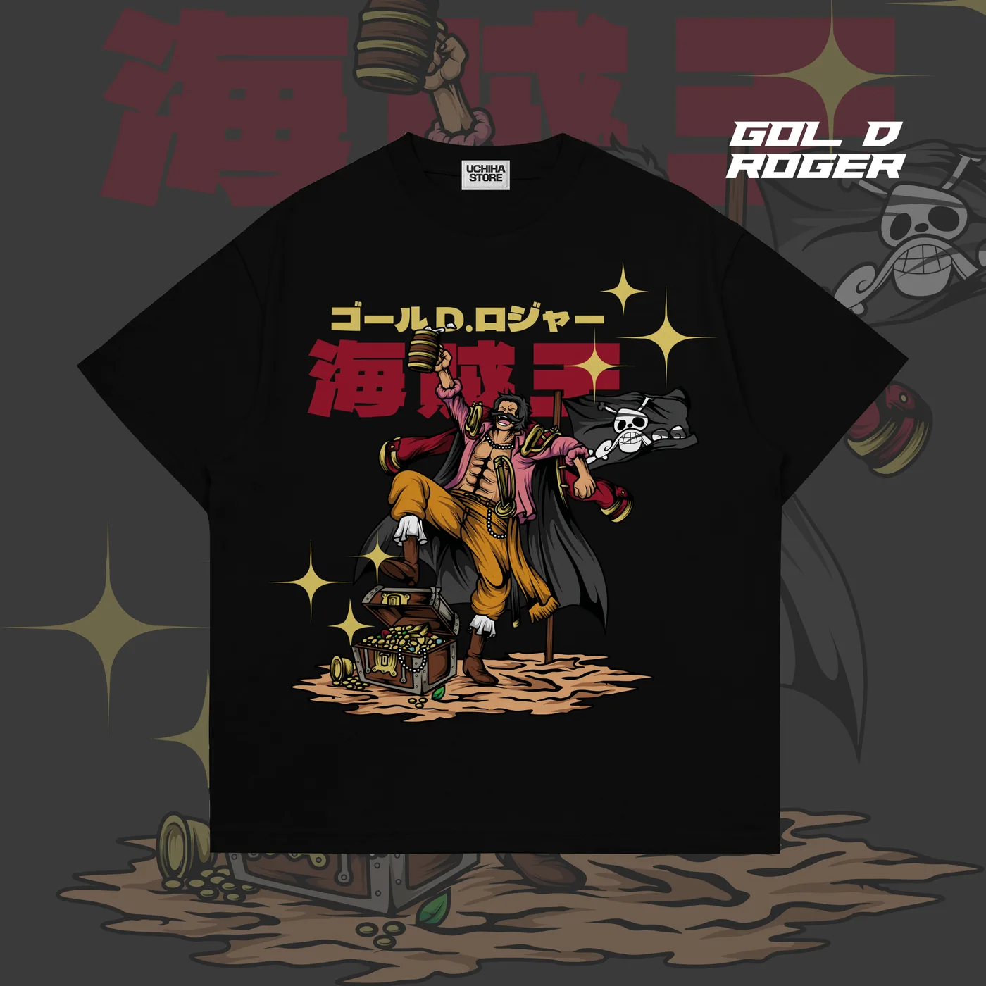 Gold D Roger One Piece Shirt (Black)