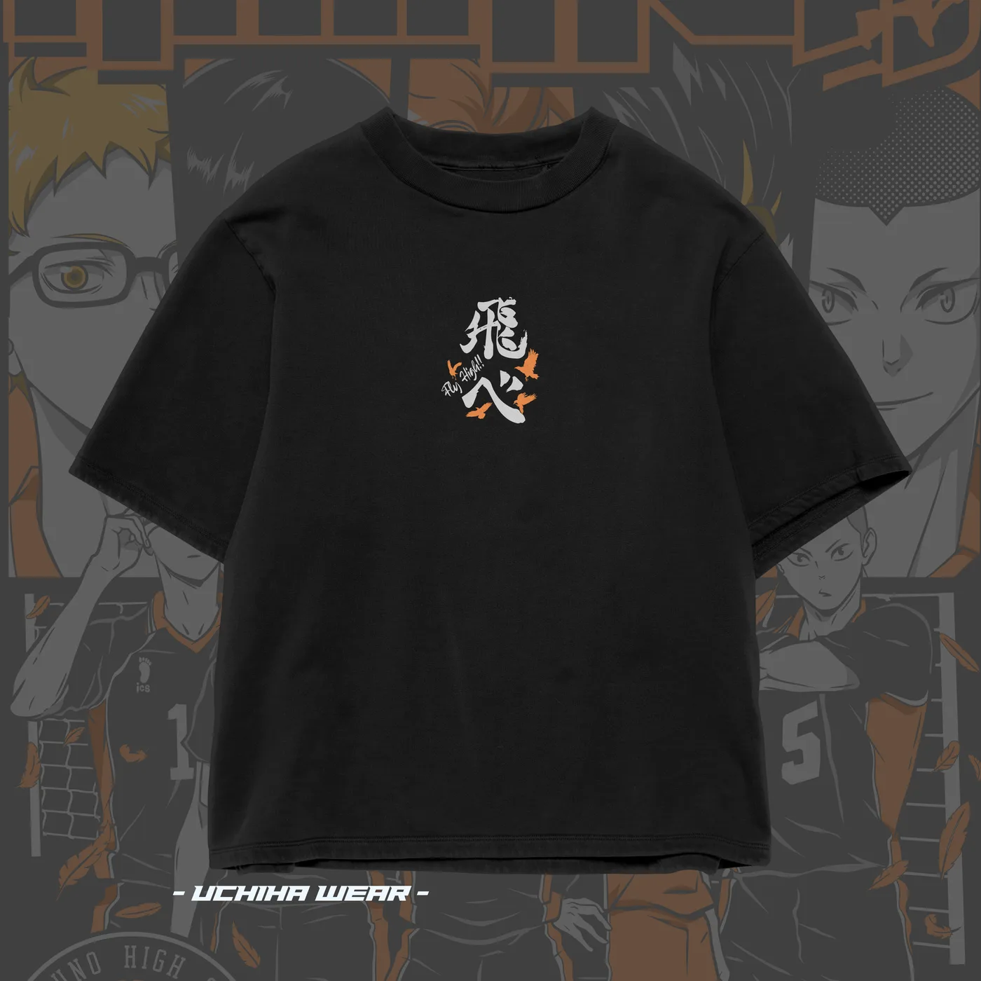 Karasuno Haikyuu Shirt (Black), front view