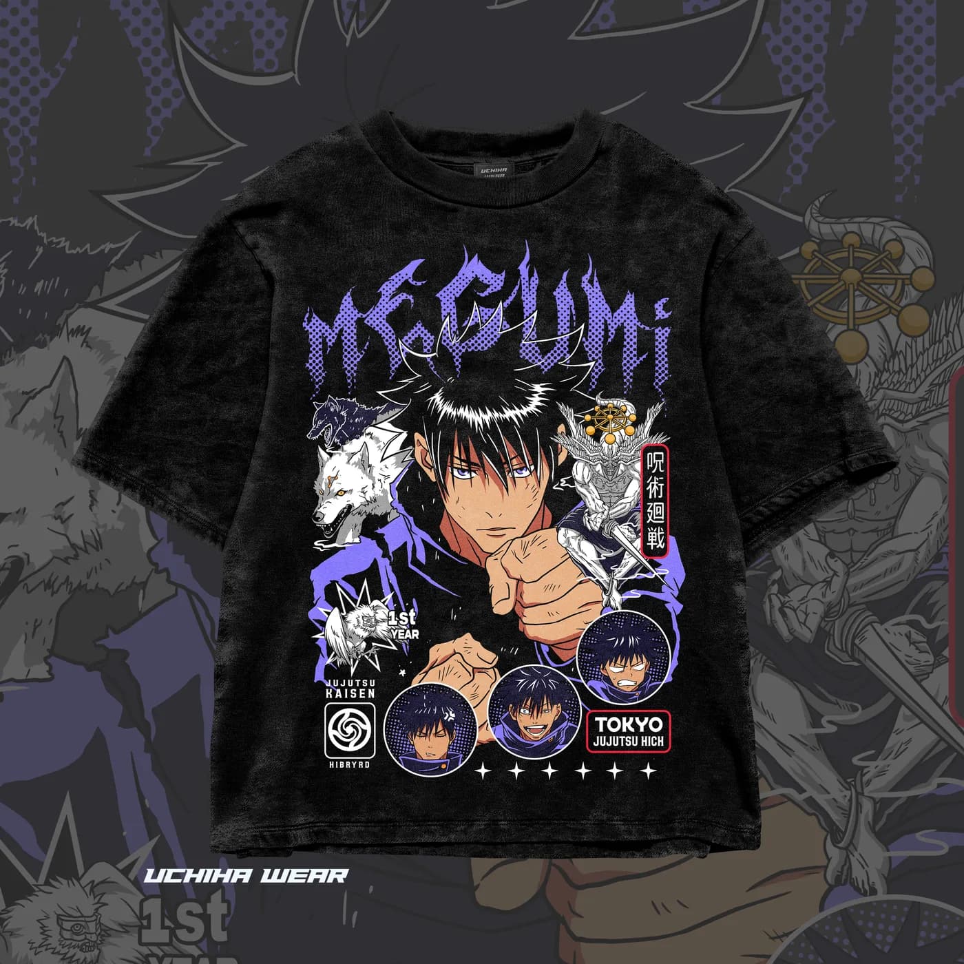 Megumi Jujutsu Kaisen Shirt (Acid Wash)