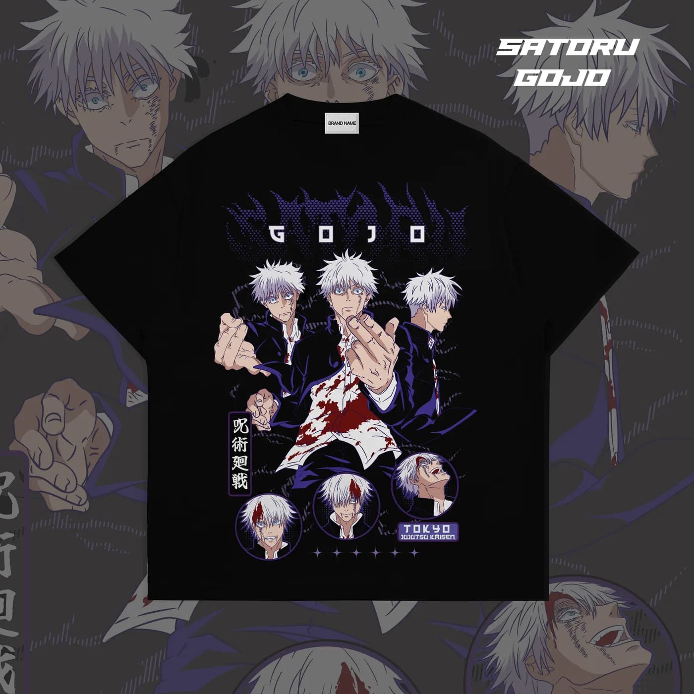 Satoru Gojo Jujutsu Kaisen Shirt Collage (Black)
