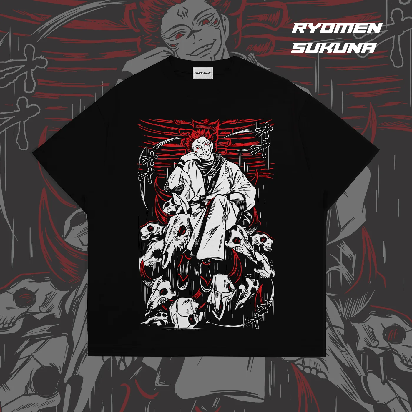 Sukuna Jujutsu Kaisen Shirt (Black)