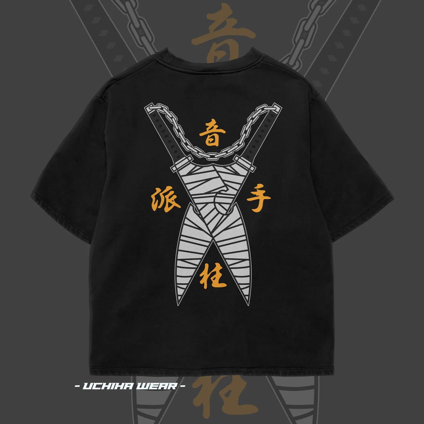 Tengen Uzui Demon Slayer Shirt (Black), back view