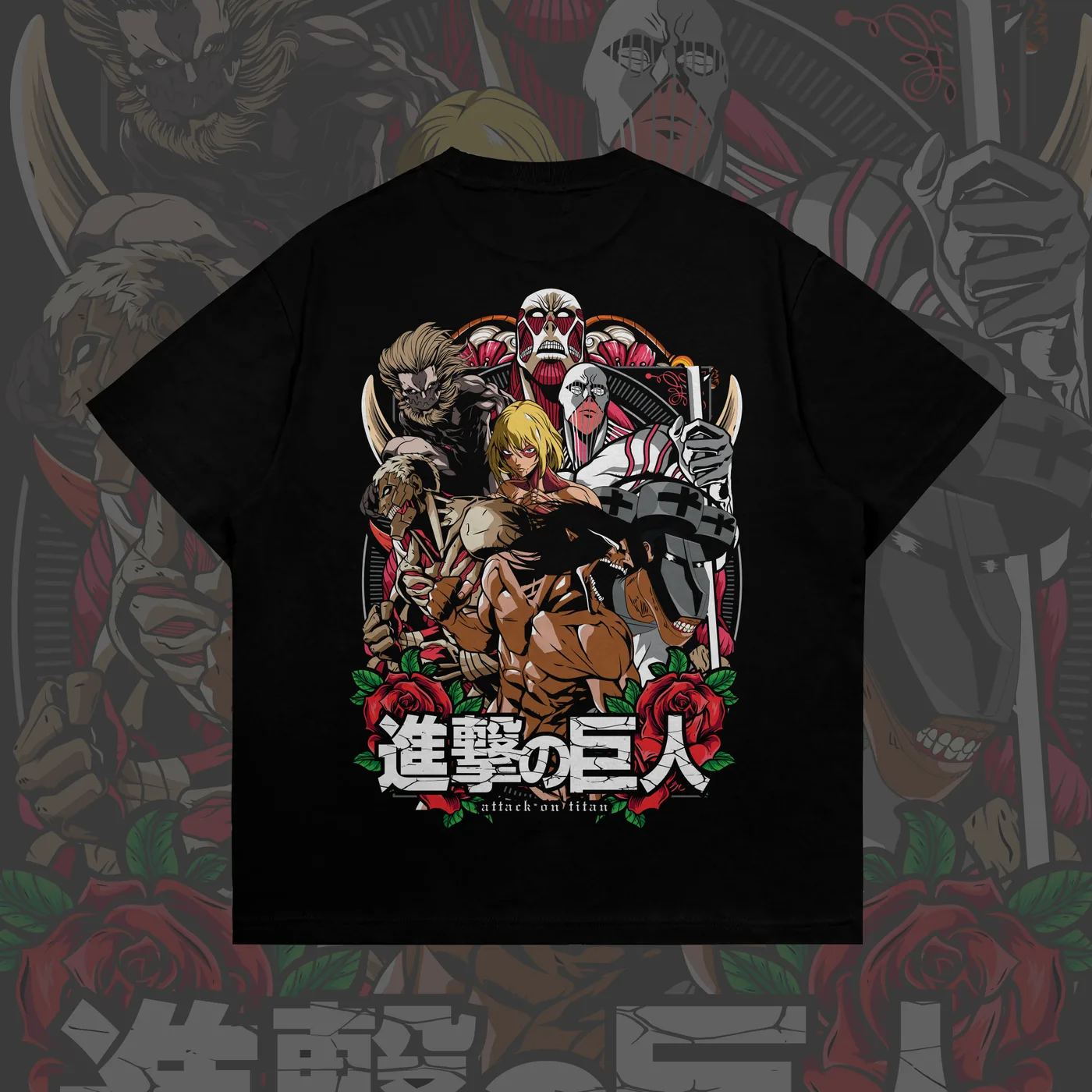 Titans Attack On Titan Shirt (Black), back view