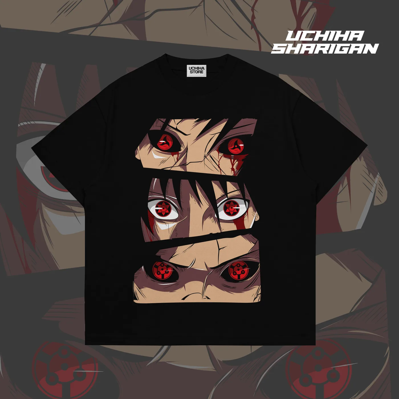 Uchiha Sharigan Naruto Shirt (Black)