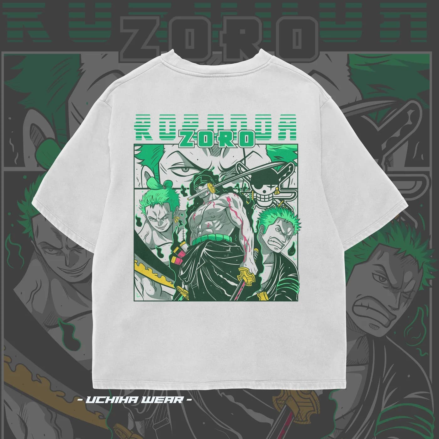 Zoro One Piece Shirt (White), back view